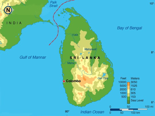 Sri Lanka Relief Map